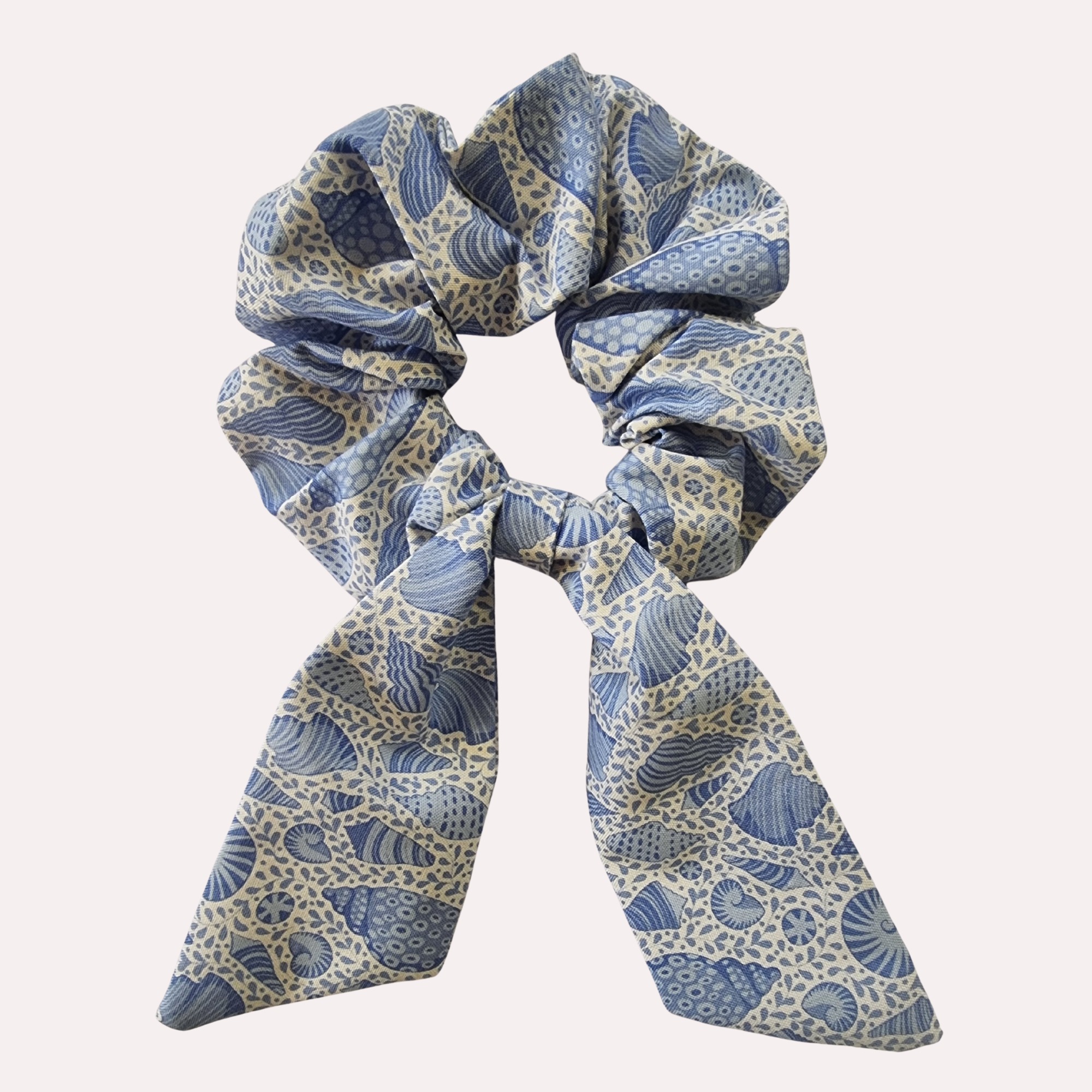 Bow Scrunchie Blue Shells