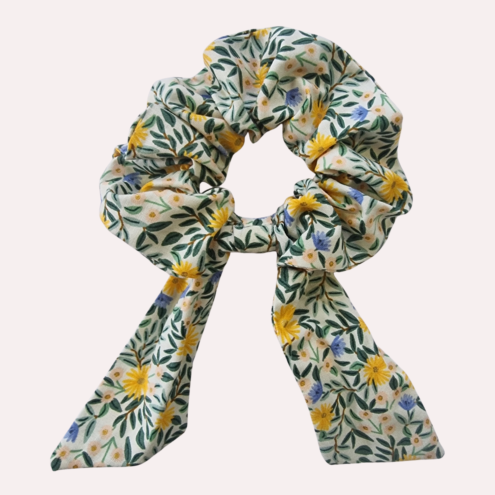 Bow Scrunchie Floral Gold