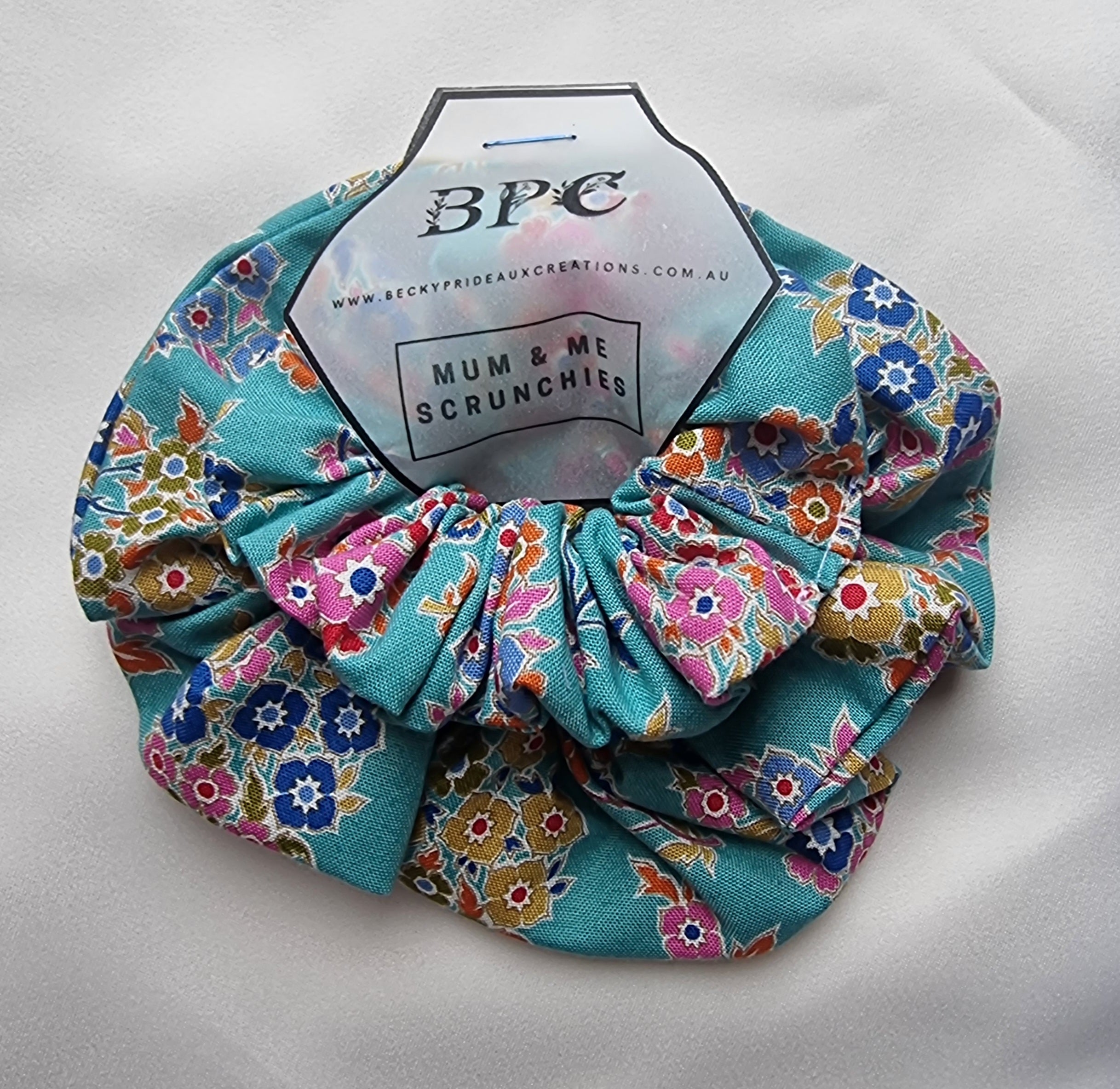 Mum and Me Scrunchie Set - Teal Floral
