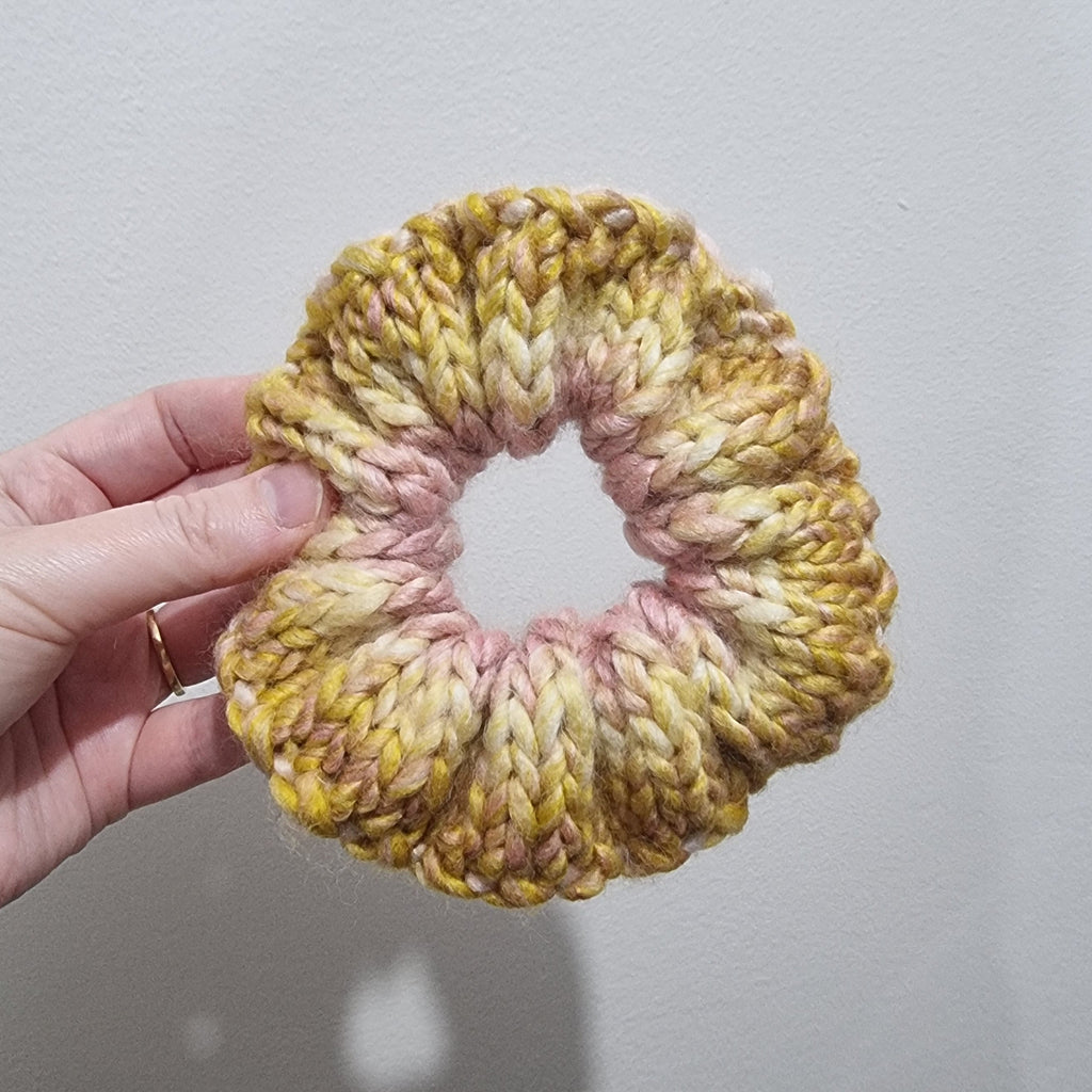 Knit Scrunchie - Pink Yellow Multi