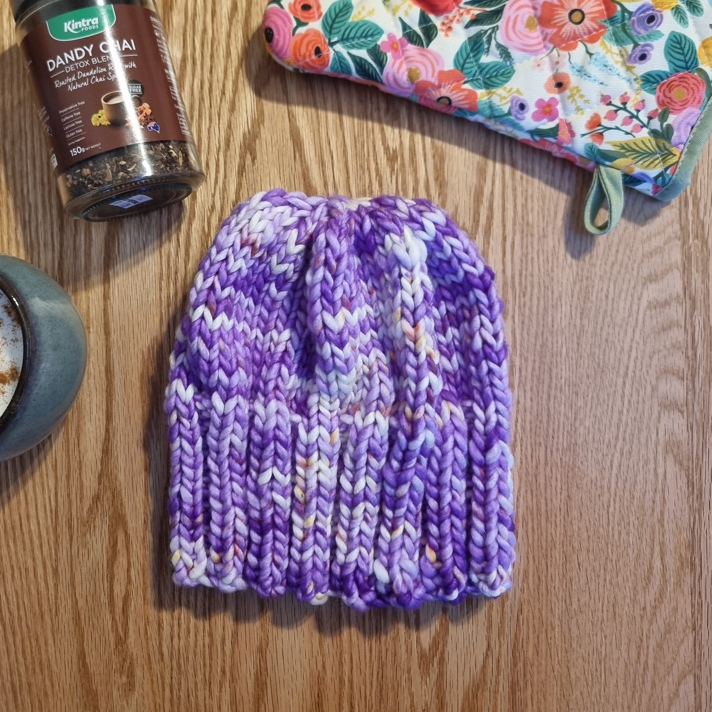 "Native Viola" Merino Beanie