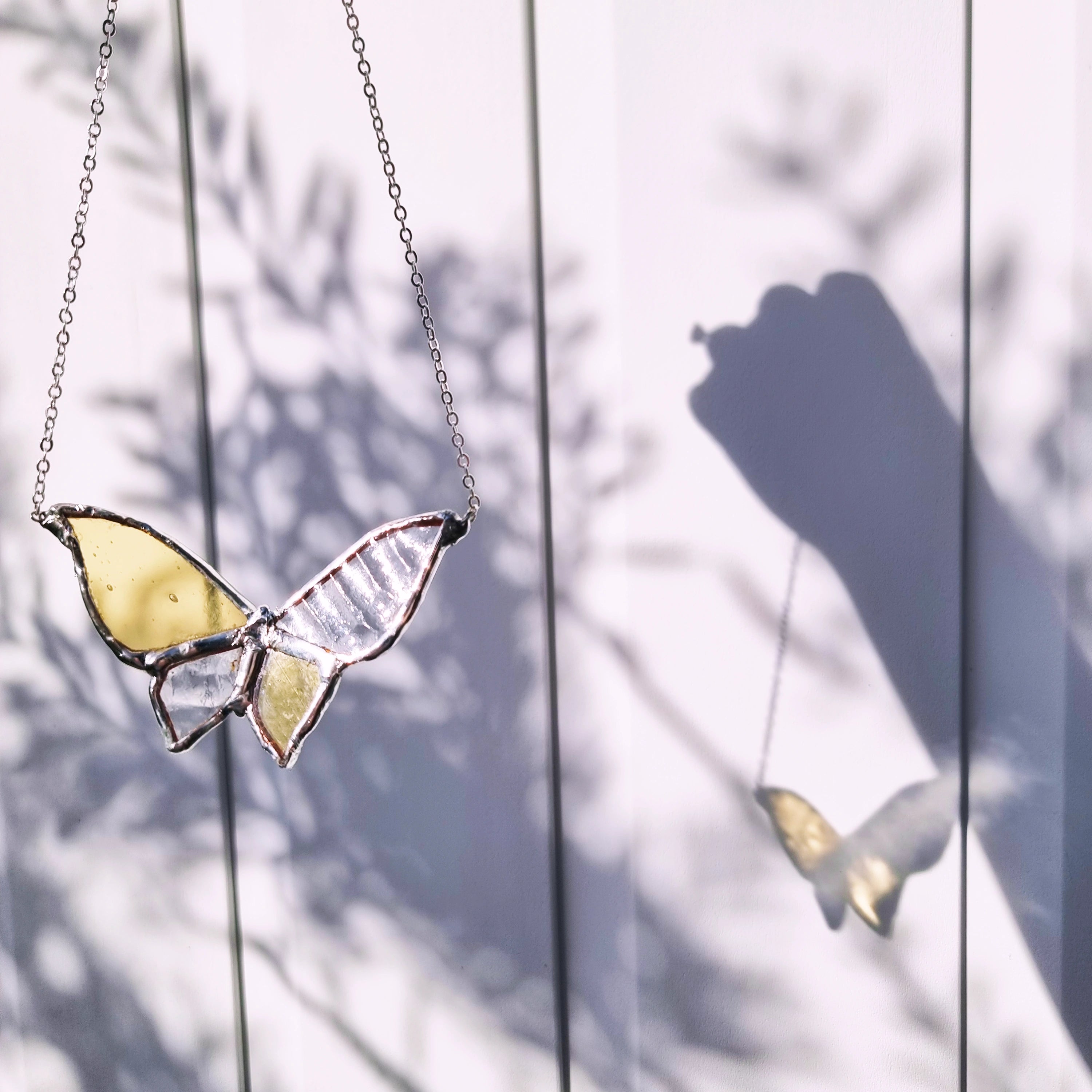 Stained Glass Butterfly Yellow and Clear