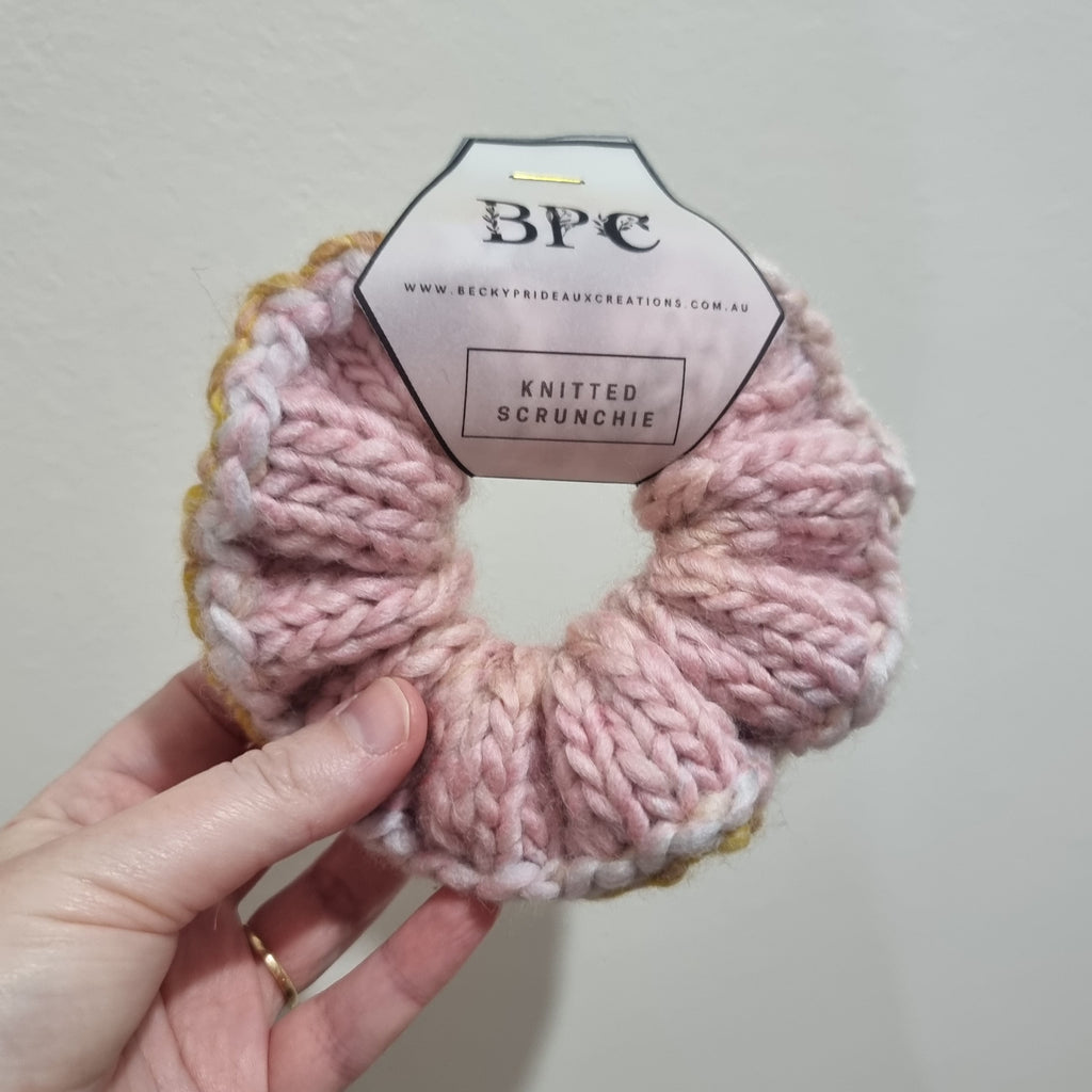 Knit Scrunchie - Pink Yellow Multi