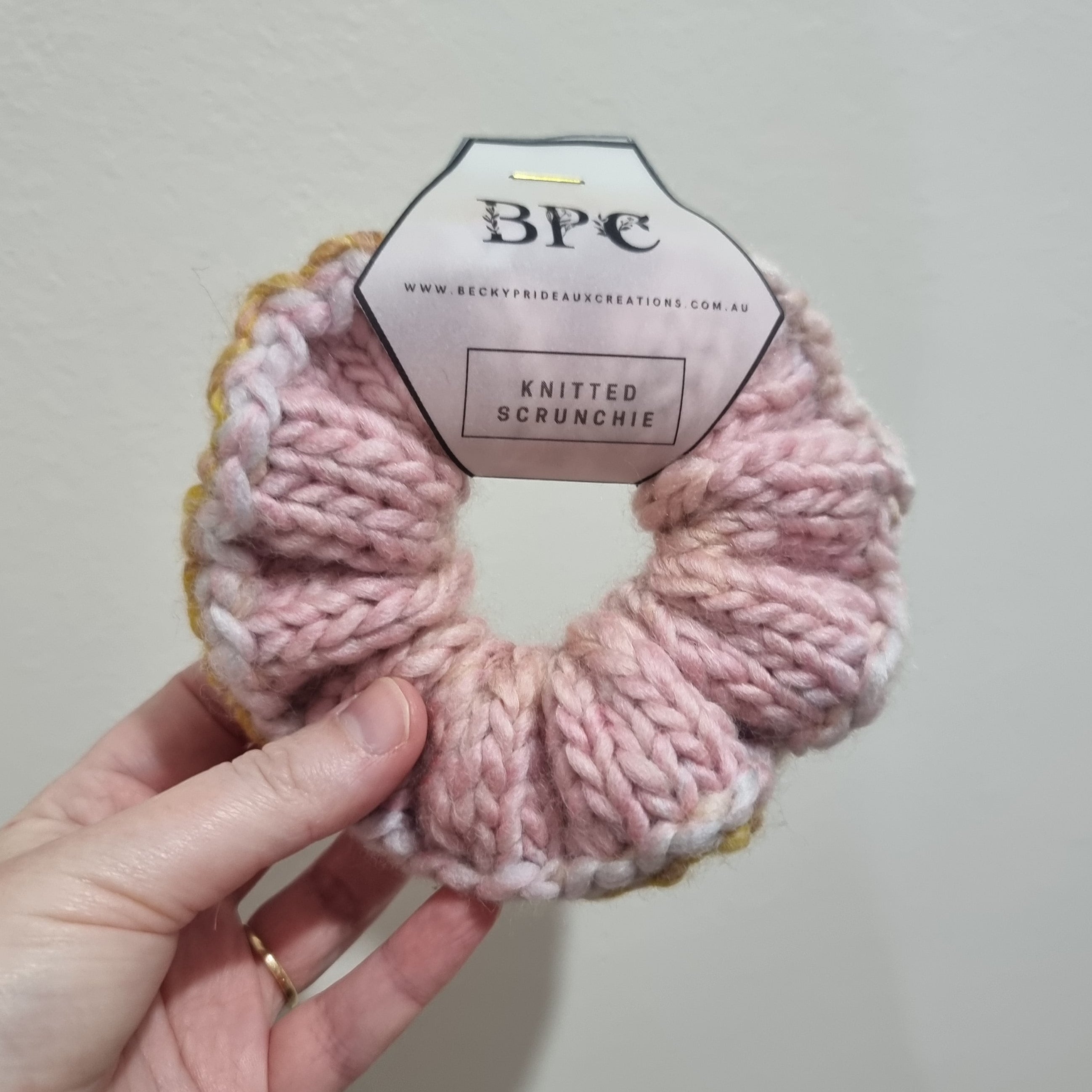 Knit Scrunchie - Pink Yellow Multi