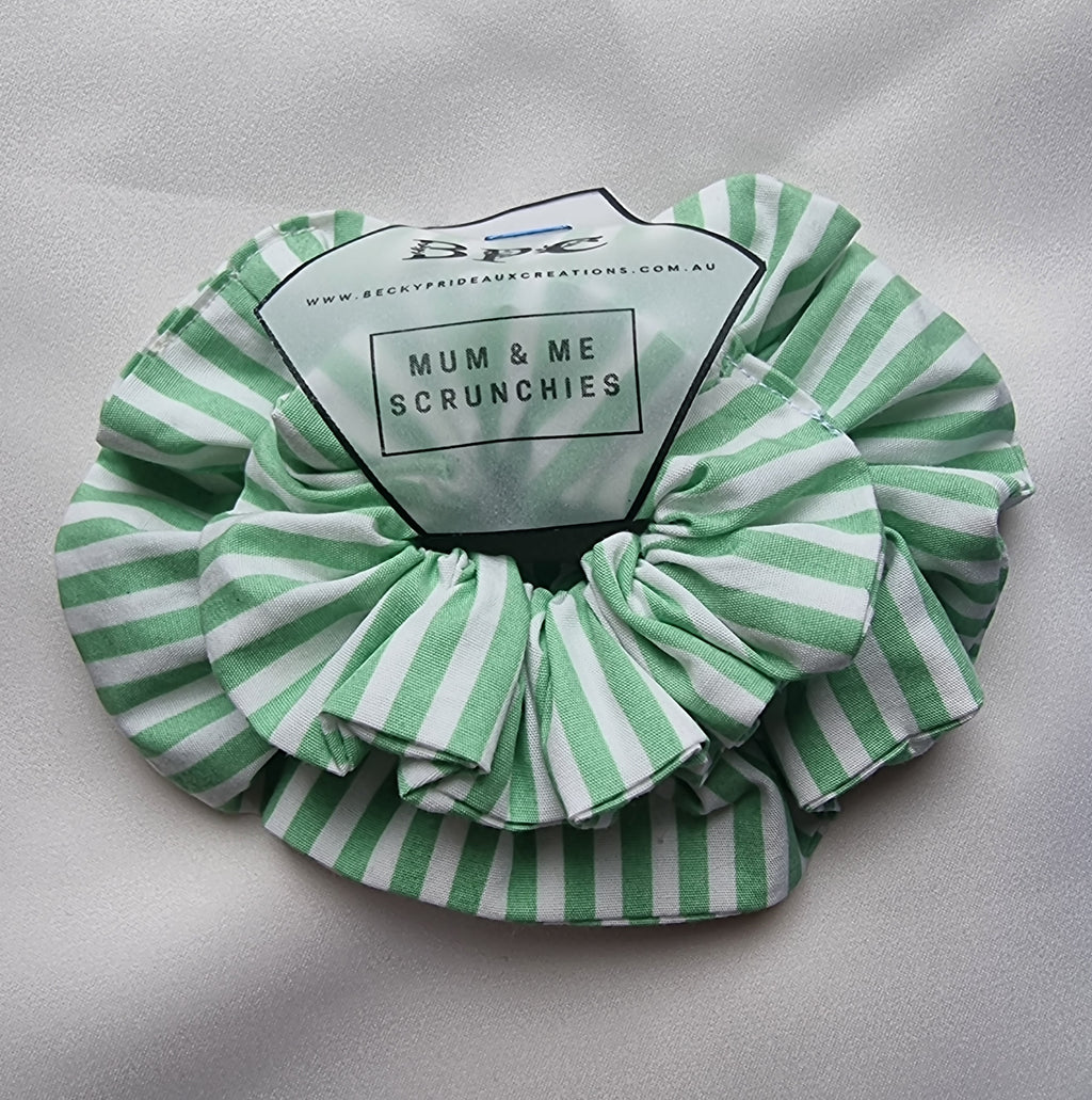 Mum and Me Scrunchie Set - Green Stripe