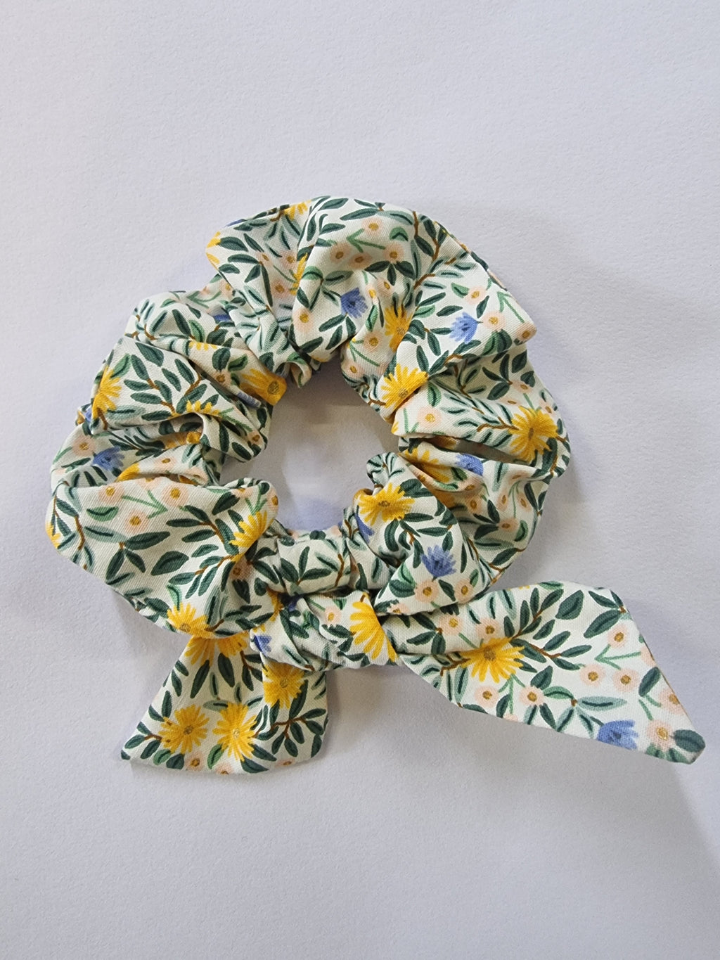 Bow Scrunchie Floral Gold